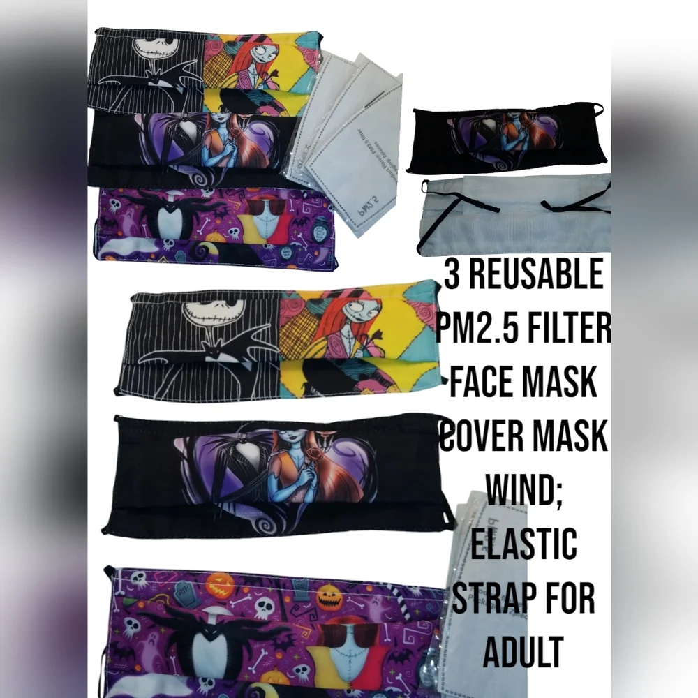 Reusable Face Mask Set with Red and Blue Design